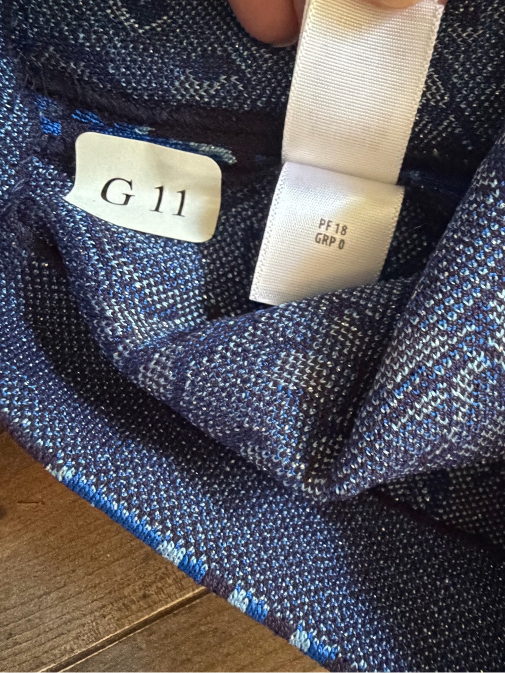 St John | Blue Jacquard Metallic Knit Sheath Dress | Size 8 - Picture 14 of 15